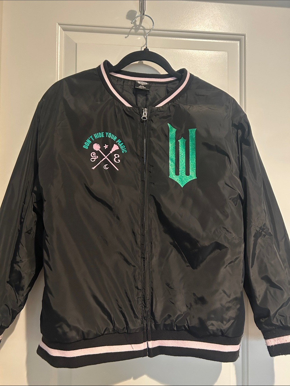Kids Black Bomber Jacket with Mint Accent - Unbranded